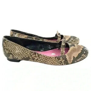 Isaac Mizrahi target ballet flats Anna 8 leather snakeskin print balletcore